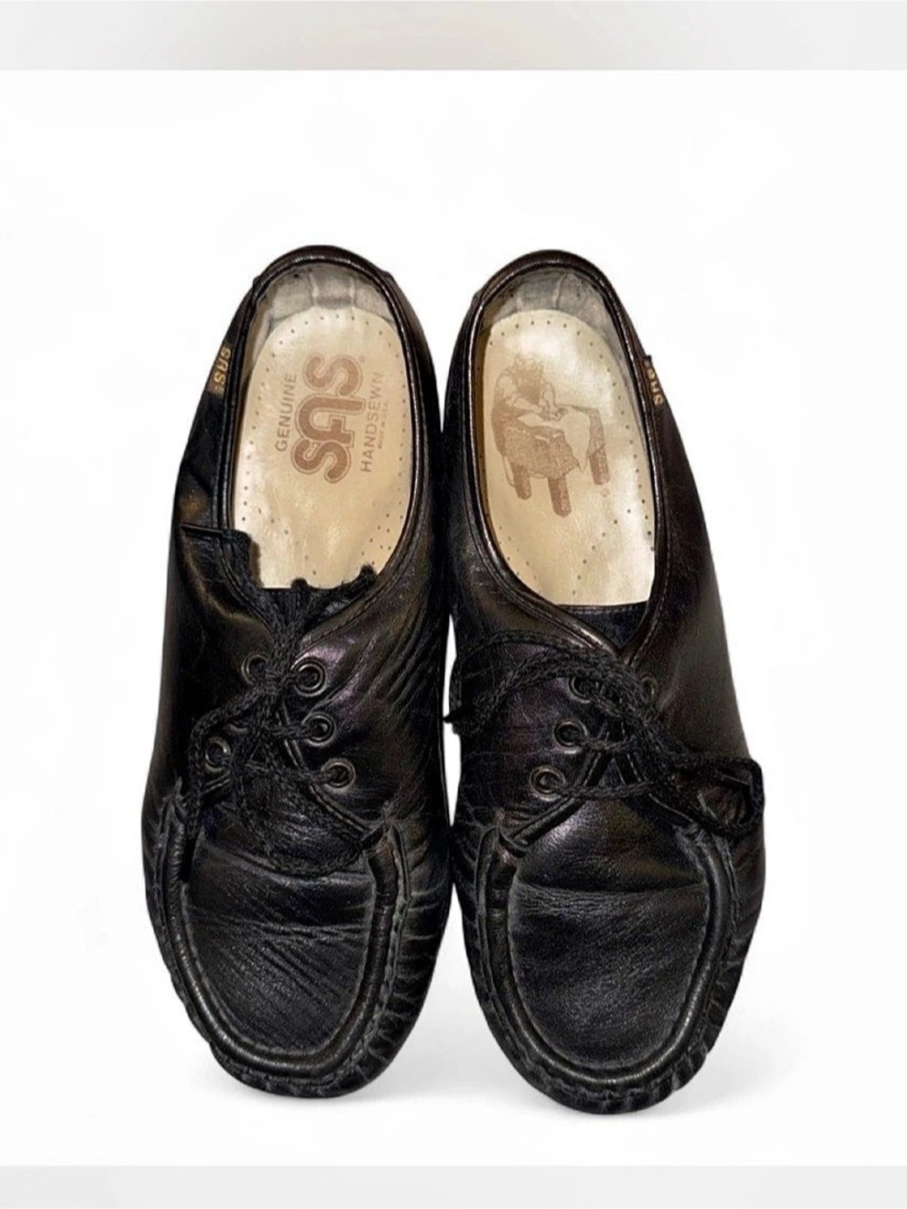 Vintage SAS HandsFree Leather Moccasins Black US 8W